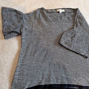 LOFT Black and White Striped Blouse